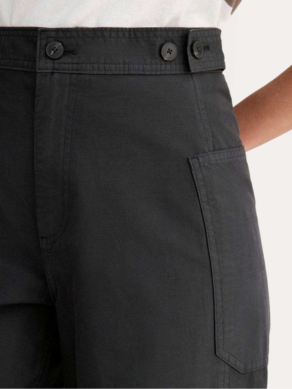 NWOT EVERLANE The Fatigue Barrel Pant in Black Cotton Linen Blend Size 8 - Picture 5 of 16
